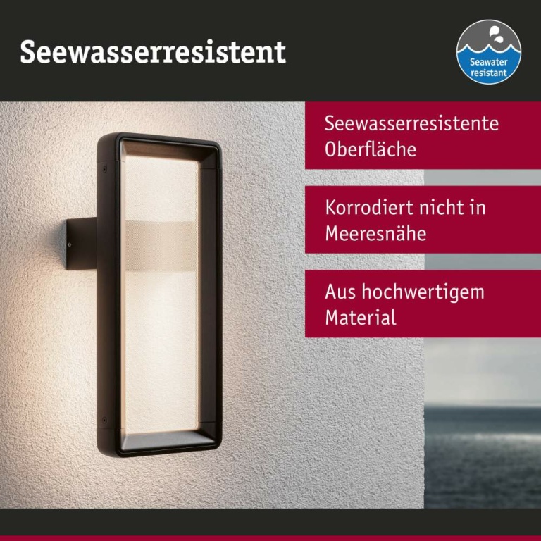 Paulmann LED Außenwandleuchte Reana Bewegungsmelder mit Hochfrequenz-Sensor  IP44  176x107mm 3000K 2x3W 2x130lm 230V  Anthrazit Metall