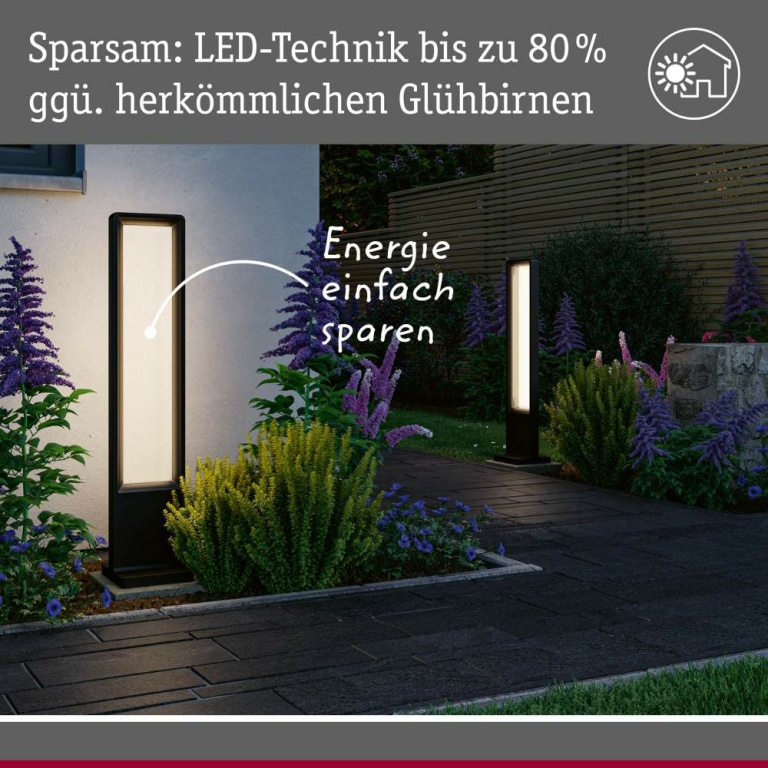 Paulmann LED Pollerleuchte Reana   IP44  832mm 3000K 2x4W 2x240lm 230V  Anthrazit  Metall