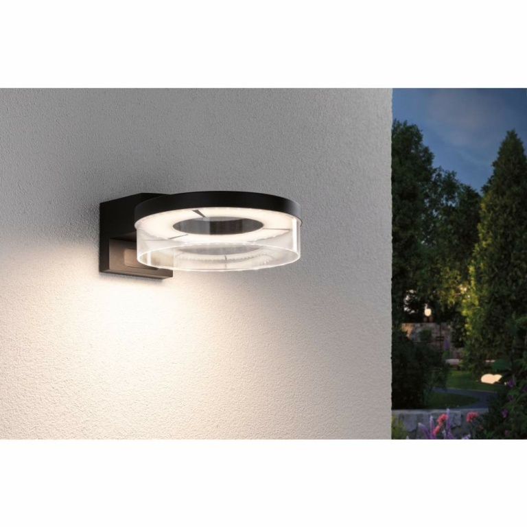 Paulmann LED Außenwandleuchte Capera Bewegungsmelder  IP44  231mm 3000K 8 / 1x1,2W 700lm 230V  Anthrazit Aluminium