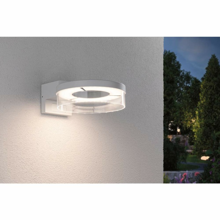 Paulmann LED Außenwandleuchte Capera Bewegungsmelder  IP44  231mm 3000K 8 / 1x1,2W 700lm 230V  Weiß Aluminium