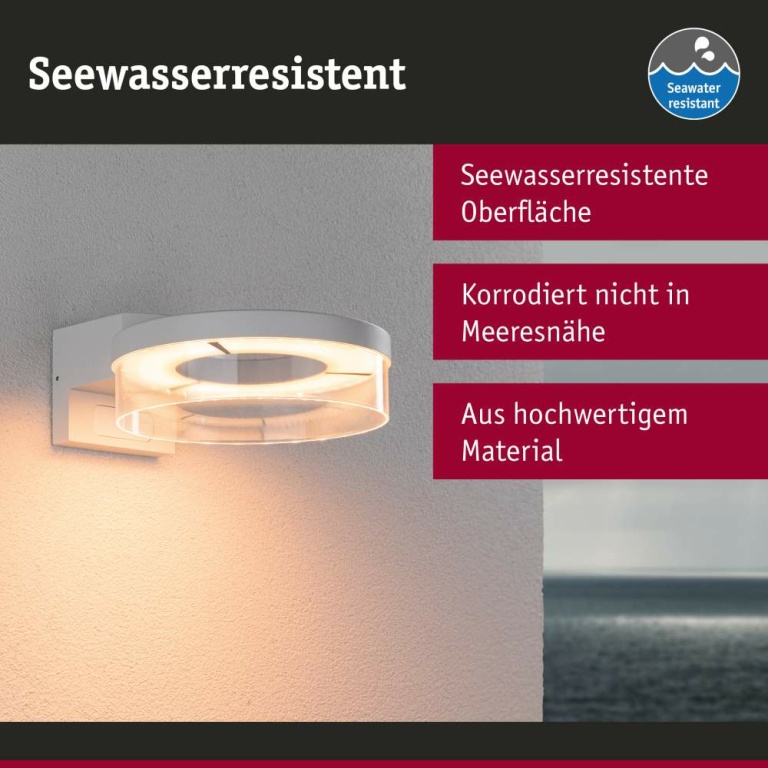 Paulmann LED Außenwandleuchte Smart Home Zigbee 3.0 Capera Bewegungsmelder insektenfreundlich IP44  231mm Tunable Warm 12,5W 800lm 230V  Weiß Aluminium