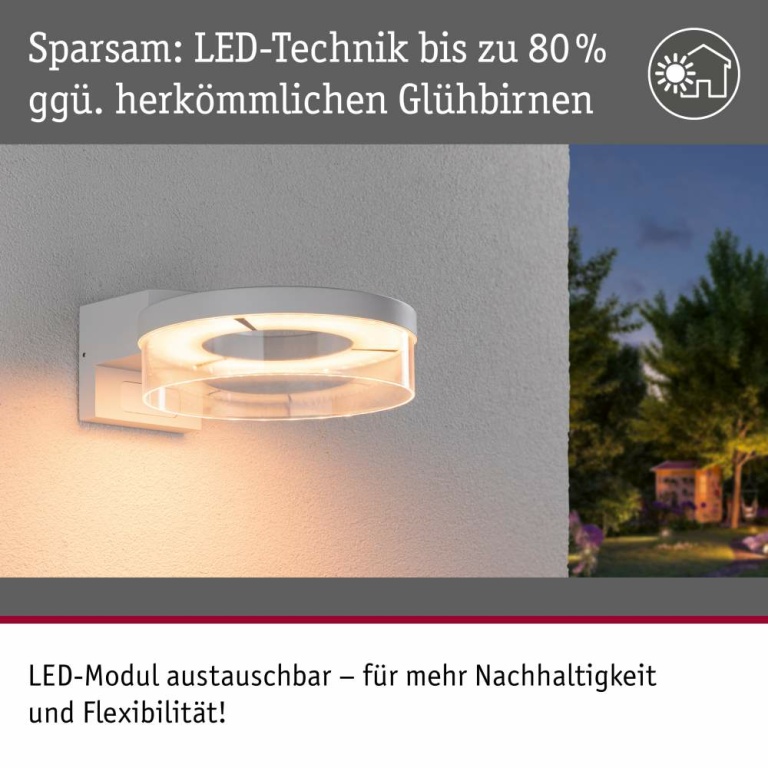 Paulmann LED Außenwandleuchte Smart Home Zigbee 3.0 Capera Bewegungsmelder insektenfreundlich IP44  231mm Tunable Warm 12,5W 800lm 230V  Weiß Aluminium