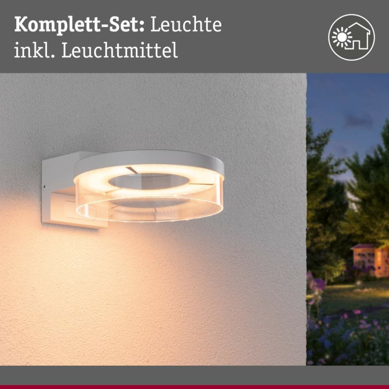 Paulmann LED Außenwandleuchte Smart Home Zigbee 3.0 Capera Bewegungsmelder insektenfreundlich IP44  231mm Tunable Warm 12,5W 800lm 230V  Weiß Aluminium