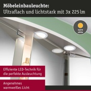 LED Möbeleinbauleuchten 3er-Set  rund 65mm 3x2,5W 3x180lm 230/12V  3000K Weiß