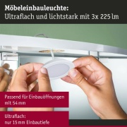 LED Möbeleinbauleuchten 3er-Set  rund 65mm 3x2,5W 3x180lm 230/12V  3000K Weiß