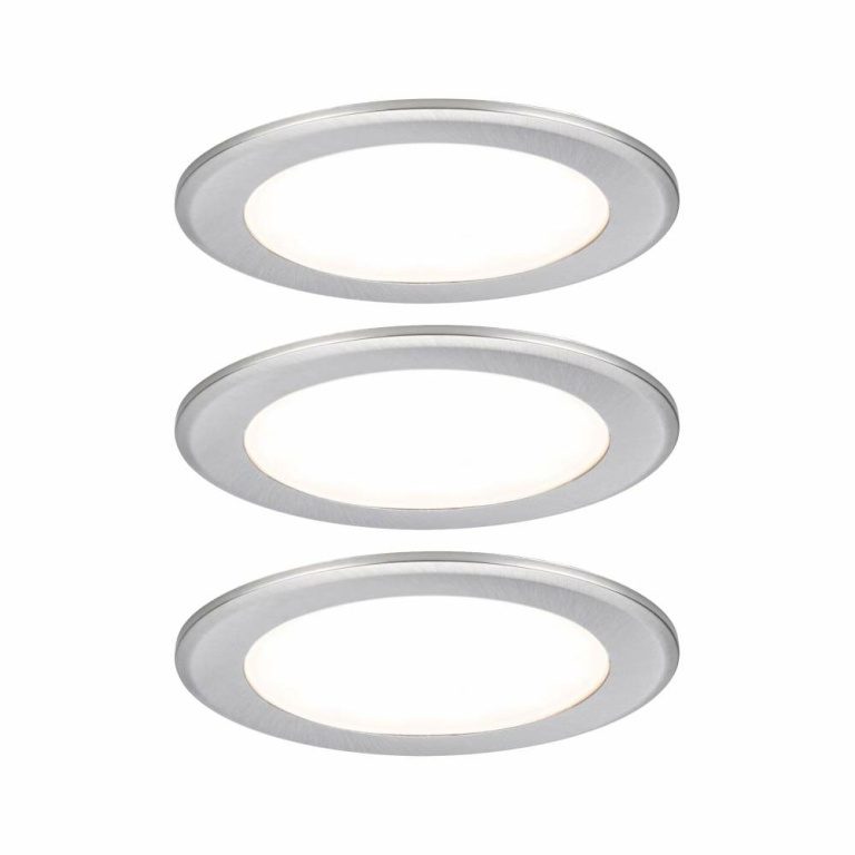 Paulmann LED Möbeleinbauleuchten 3er-Set  rund 65mm 3x2,5W 3x180lm 230/12V  3000K Eisen gebürstet