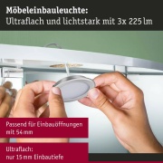 LED Möbeleinbauleuchten 3er-Set  rund 65mm 3x2,5W 3x180lm 230/12V  3000K Eisen gebürstet