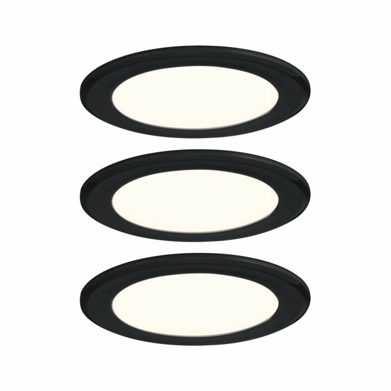 Paulmann LED Möbeleinbauleuchten 3er-Set  rund 65mm 3x2,5W 3x180lm 230/12V  3000K Schwarz matt