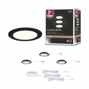 LED Möbeleinbauleuchten 3er-Set  rund 65mm 3x2,5W 3x180lm 230/12V  3000K Schwarz matt