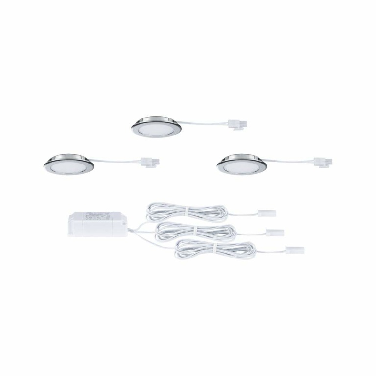 Paulmann LED Möbeleinbauleuchten 3er-Set  rund 65mm 3x2,5W 3x180lm 230/12V  3000K Chrom