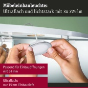 LED Möbeleinbauleuchten 3er-Set  rund 65mm 3x2,5W 3x180lm 230/12V  3000K Chrom