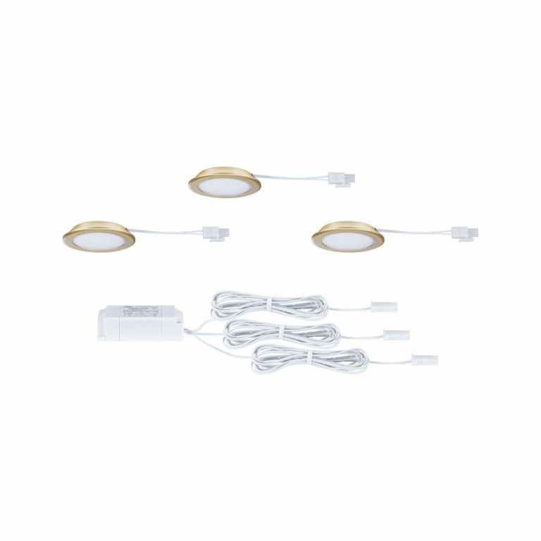 Paulmann LED Möbeleinbauleuchten 3er-Set  rund 65mm 3x2,5W 3x180lm 230/12V  3000K Gold matt