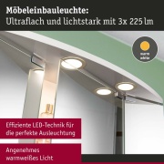 LED Möbeleinbauleuchten 3er-Set  rund 65mm 3x2,5W 3x180lm 230/12V  3000K Gold matt