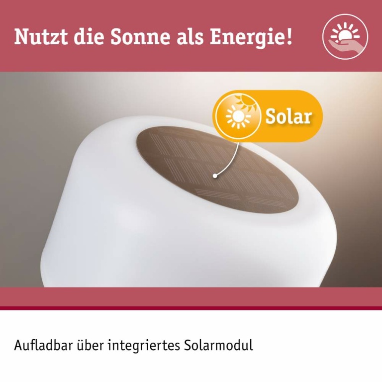 Paulmann Solar Akkuleuchte Bartja IP44 dimmbar 2700K Weiß