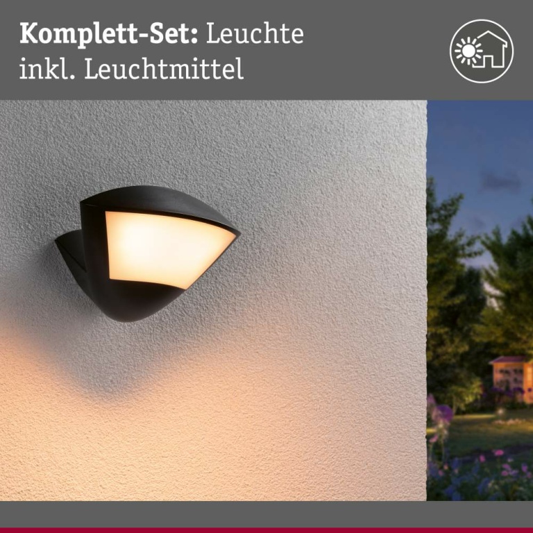 Paulmann LED Außenwandleuchte Smart Home Zigbee 3.0 Skyla Bewegungsmelder insektenfreundlich IP44  226x164mm Tunable Warm 10W 840lm 230V  Anthrazit Aluminium