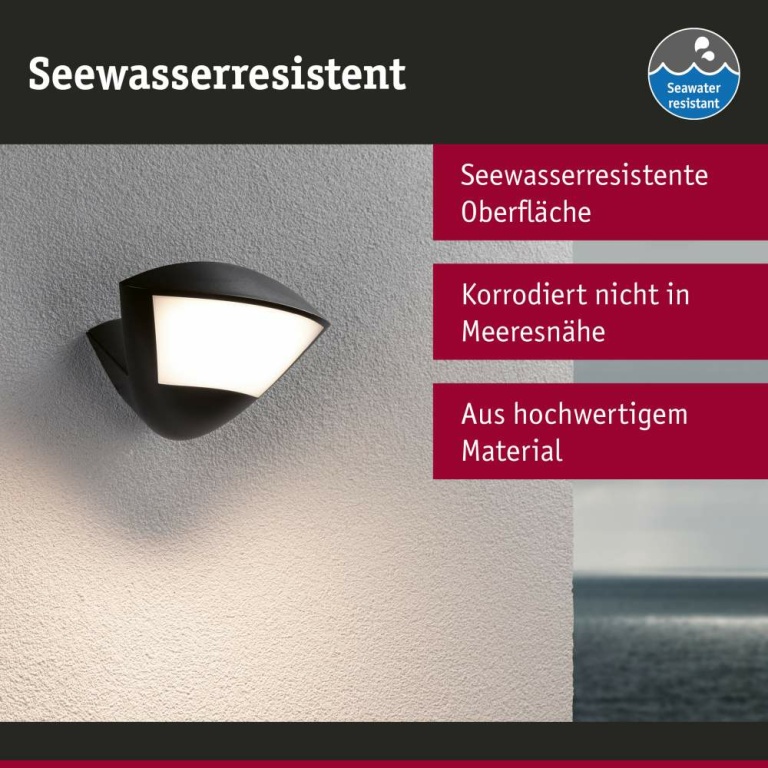 Paulmann LED Außenwandleuchte Smart Home Zigbee 3.0 Skyla Bewegungsmelder insektenfreundlich IP44  226x164mm Tunable Warm 10W 840lm 230V  Anthrazit Aluminium