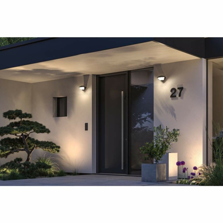 Paulmann LED Außenwandleuchte Smart Home Zigbee 3.0 Skyla Bewegungsmelder insektenfreundlich IP44  226x164mm Tunable Warm 10W 840lm 230V  Anthrazit Aluminium