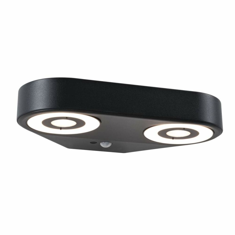 Paulmann LED Außenwandleuchte Silma Bewegungsmelder Zweifacher Lichtaustritt IP44  280x176mm 3000K 2x5,5 / 2x0,7W 2x600lm 230V  Anthrazit Aluminium