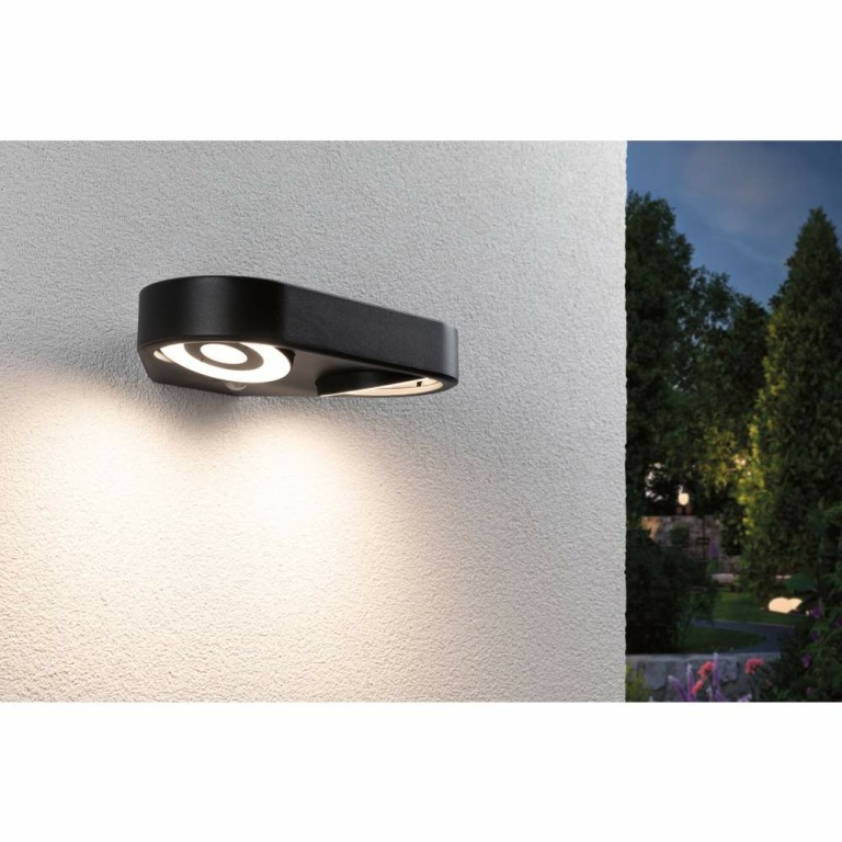 Paulmann LED Außenwandleuchte Silma Bewegungsmelder Zweifacher Lichtaustritt IP44  280x176mm 3000K 2x5,5 / 2x0,7W 2x600lm 230V  Anthrazit Aluminium