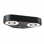 LED Außenwandleuchte Silma Bewegungsmelder Zweifacher Lichtaustritt IP44  280x176mm 3000K 2x5,5 / 2x0,7W 2x600lm 230V  Anthrazit Aluminium