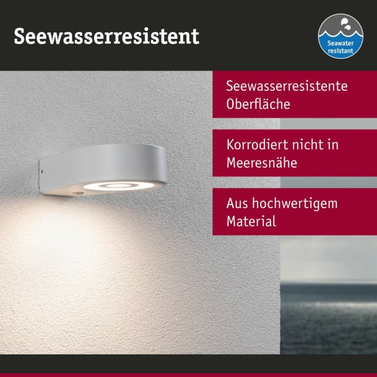 Paulmann LED Außenwandleuchte Silma Bewegungsmelder  IP44  65x186mm 3000K 5,5 / 1x0,7W 600lm 230V  Weiß Aluminium