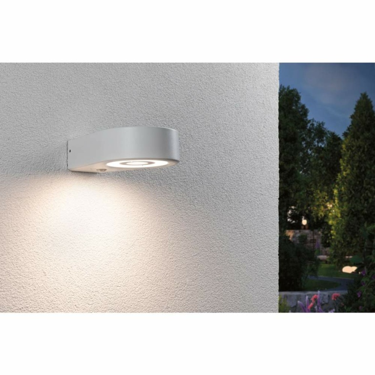 Paulmann LED Außenwandleuchte Silma Bewegungsmelder  IP44  65x186mm 3000K 5,5 / 1x0,7W 600lm 230V  Weiß Aluminium