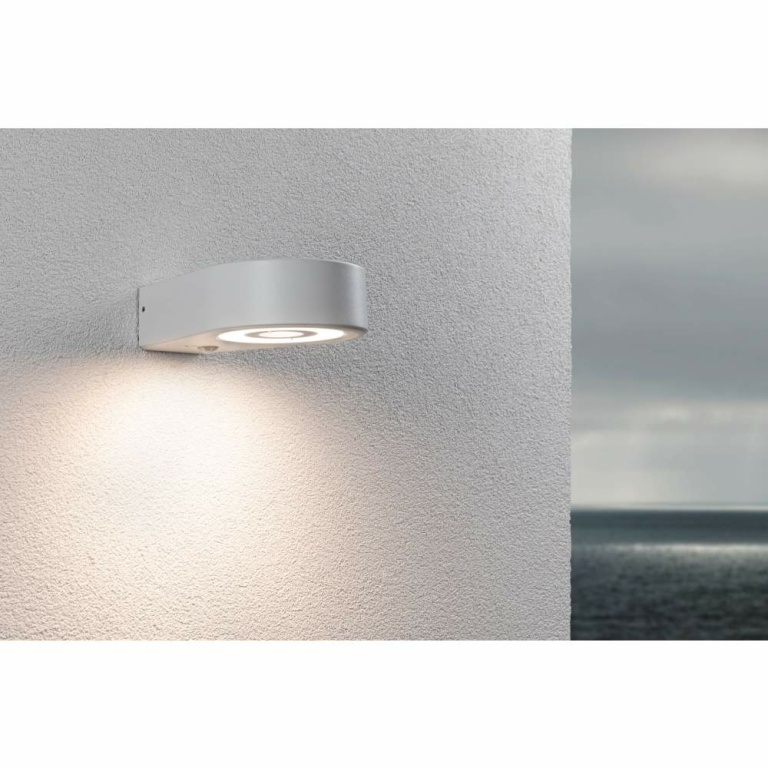 Paulmann LED Außenwandleuchte Silma Bewegungsmelder  IP44  65x186mm 3000K 5,5 / 1x0,7W 600lm 230V  Weiß Aluminium