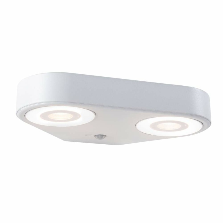 Paulmann LED Außenwandleuchte Silma Bewegungsmelder Zweifacher Lichtaustritt IP44  280x176mm 3000K 2x5,5 / 2x0,7W 2x600lm 230V  Weiß Aluminium