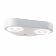 LED Außenwandleuchte Silma Bewegungsmelder Zweifacher Lichtaustritt IP44  280x176mm 3000K 2x5,5 / 2x0,7W 2x600lm 230V  Weiß Aluminium