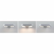 LED Außenwandleuchte Silma Bewegungsmelder Zweifacher Lichtaustritt IP44  280x176mm 3000K 2x5,5 / 2x0,7W 2x600lm 230V  Weiß Aluminium