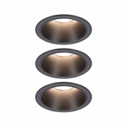 LED Einbauleuchte 3-Step-Dim Cole Coin Basisset 3er-Set IP44 rund 88mm  Coin 3x6W 3x470lm 230V dimmbar 2700K Schwarz matt