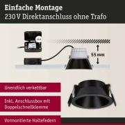 LED Einbauleuchte 3-Step-Dim Cole Coin Basisset 3er-Set IP44 rund 88mm  Coin 3x6W 3x470lm 230V dimmbar 2700K Schwarz matt