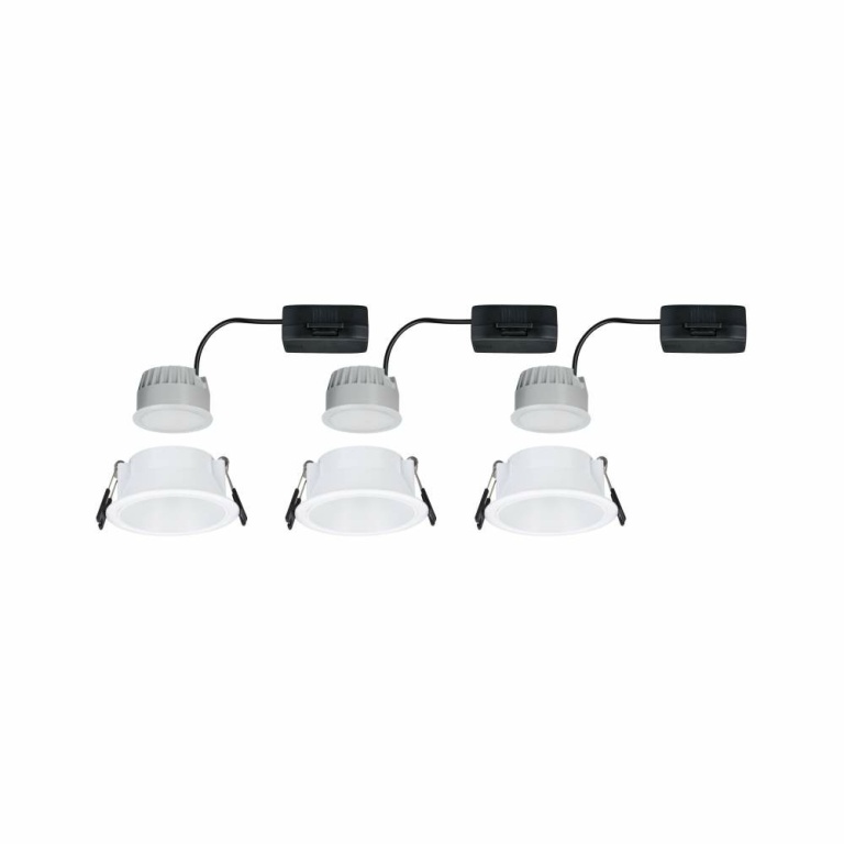 Paulmann LED Einbauleuchte 3-Step-Dim Cole Coin Basisset 3er-Set IP44 rund 88mm  Coin 3x6W 3x470lm 230V dimmbar 2700K Weiß matt