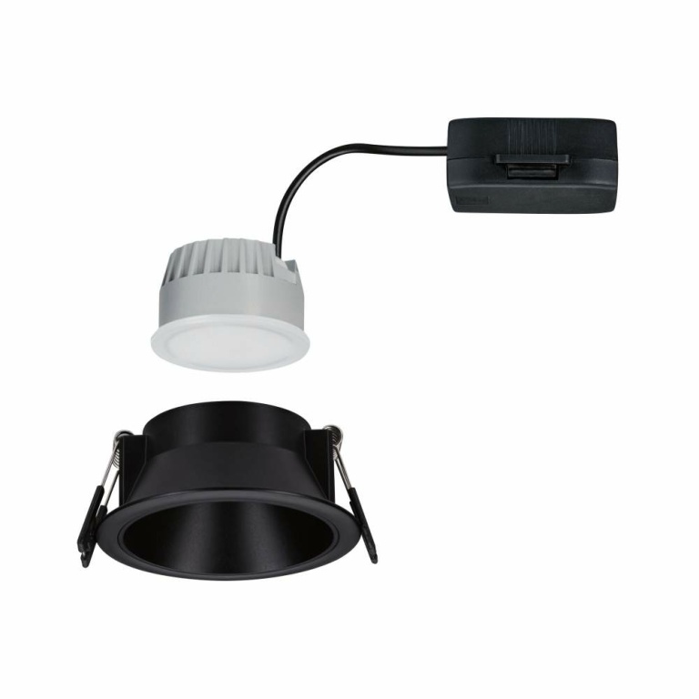 Paulmann LED Einbauleuchte 3-Step-Dim Cole Coin   IP44 rund 88mm  Coin 6W 470lm 230V dimmbar 2700K Schwarz matt