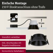 LED Einbauleuchte 3-Step-Dim Cole Coin   IP44 rund 88mm  Coin 6W 470lm 230V dimmbar 2700K Schwarz matt