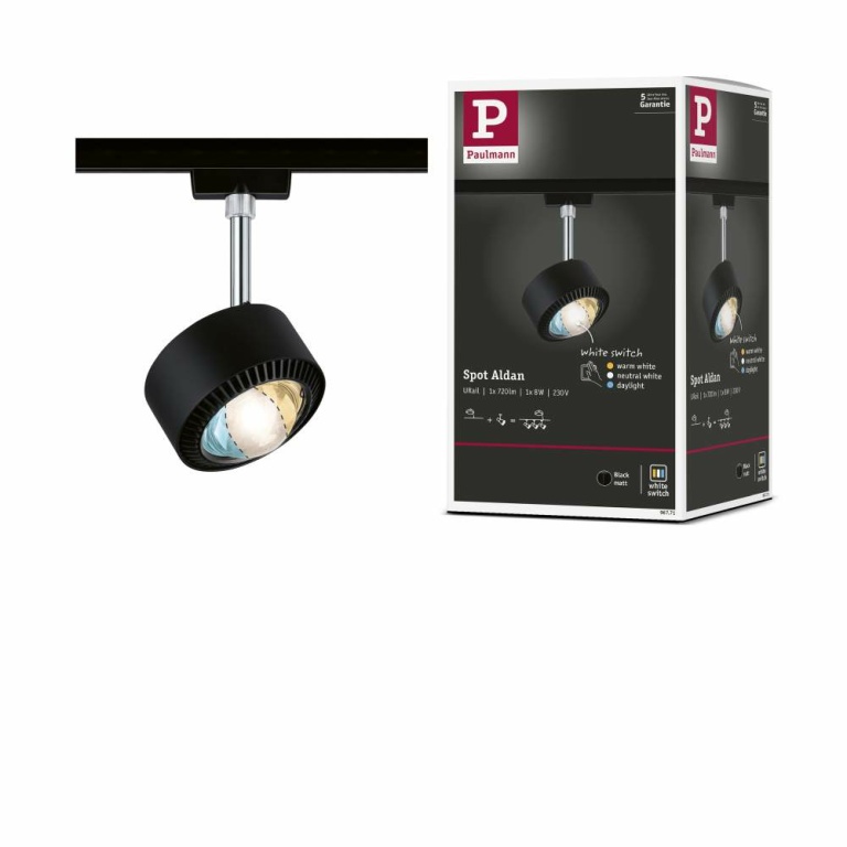 Paulmann URail LED Schienenspot Aldan 8W 500lm White Switch Schwarz matt (LED fest verbaut)