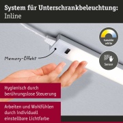 LED Unterschrankleuchte Inline 2er-Set Starterset PIR-Sensor Tunable White 2x4W 350x26mm 2x350lm 24V Chrom matt mit Steckertrafo