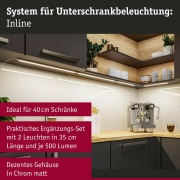 LED Unterschrankleuchte Inline 2er-Set Erweiterungsset PIR-Sensor 3000K dimmbar 2x4W 350x26mm 2x350lm 24V Chrom matt