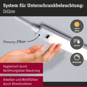 LED Unterschrankleuchte Inline 2er-Set Erweiterungsset PIR-Sensor 3000K dimmbar 2x4W 350x26mm 2x350lm 24V Weiß matt