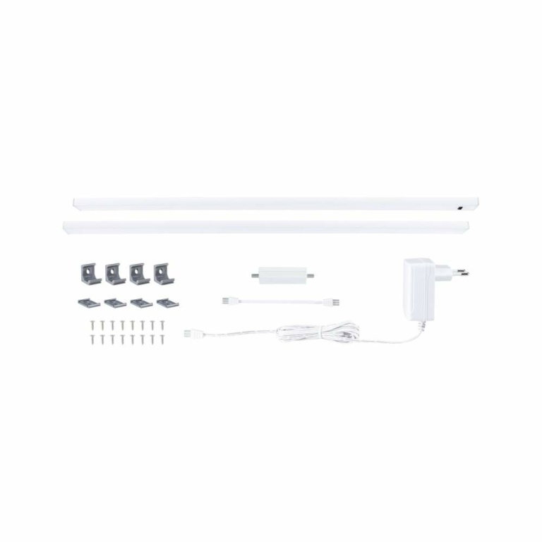 Paulmann LED Unterschrankleuchte Inline 2er-Set Starterset PIR-Sensor 3000K dimmbar 2x6W 550x26mm 2x500lm 24V Weiß matt mit Steckertrafo