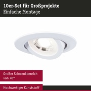 LED Einbauleuchte 10er-Pack 3-Step-Dim schwenkbar rund 82mm 4,8W 450lm dimmbar 3000K Weiß matt 230V