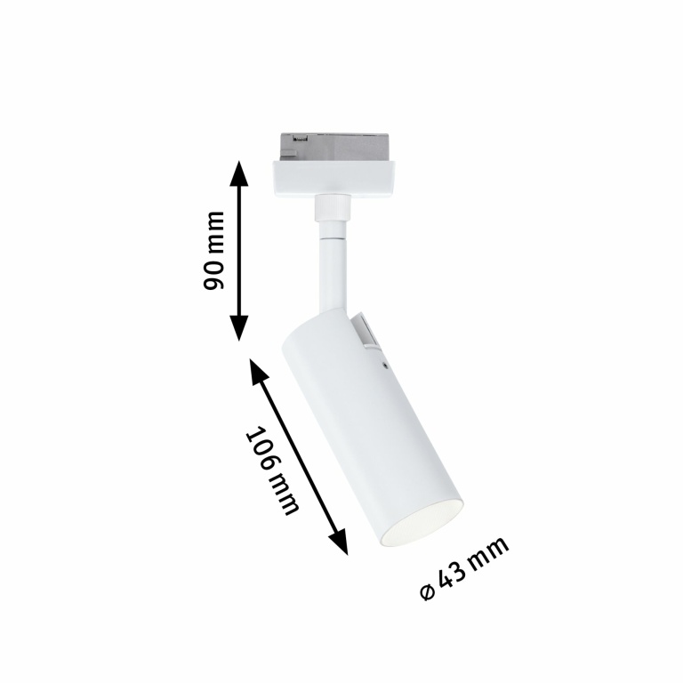 Paulmann URail LED Schienenspot 3-Step-Dim Tubo Einzelspot  150lm 4W 3000K dimmbar 230V Signalweiß