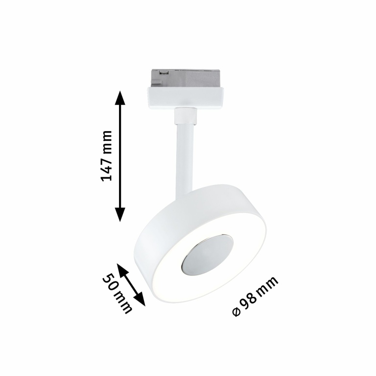 Paulmann URail LED Schienenspot Circle Einzelleuchte  180lm 5W 3000K dimmbar 230V Signalweiß