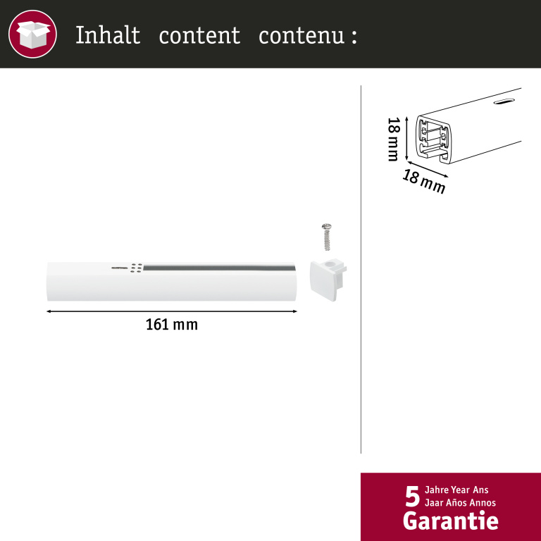 Paulmann URail Einspeisung Anfang/Ende Signalweiß RAL 9003 max. 1000W