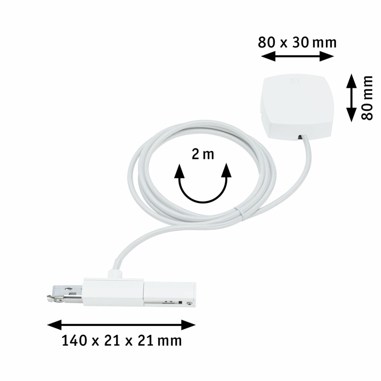 Paulmann URail Einspeisung Kabel   2m max. 1000W Signalweiß