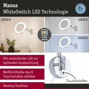 LED Kosmetikspiegel Masua  IP44  White Switch 55lm 230V 4W  Chrom