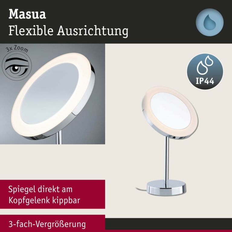 Paulmann LED Kosmetikspiegel Masua  IP44  White Switch 55lm 230V 4W  Chrom