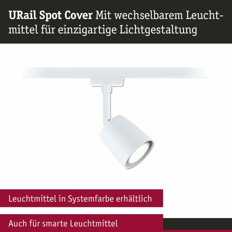 Paulmann URail Schienenspot Cover Einzelspot GU10  max. 10W  dimmbar 230V Signalweiß