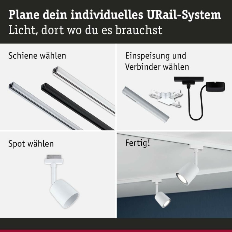 Paulmann URail Schienenspot Cover Einzelspot GU10  max. 10W  dimmbar 230V Signalweiß