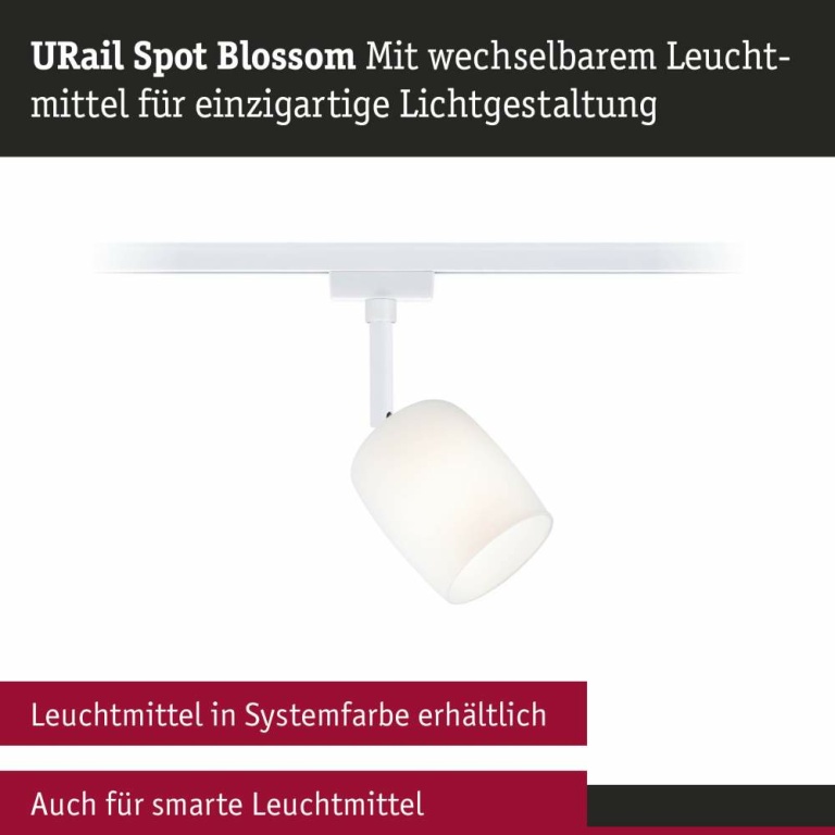 Paulmann URail Schienenspot Blossom  G9  max. 10W  dimmbar 230V Signalweiß